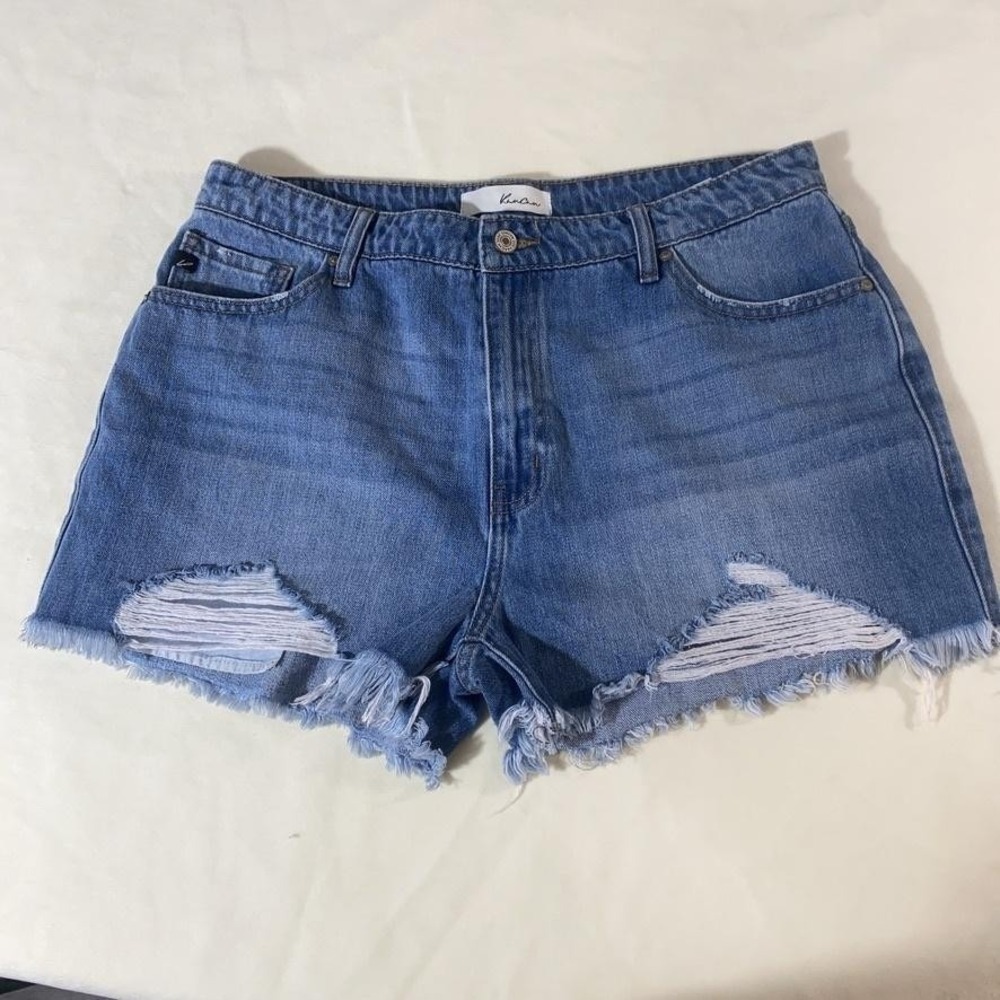 KanCan Shorts Womens 13 Distressed Denim Blue High Rise Frayed Hem Jean KC7259NM